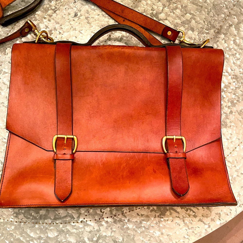 Leather briefcase-handmade with genuine bridle leather